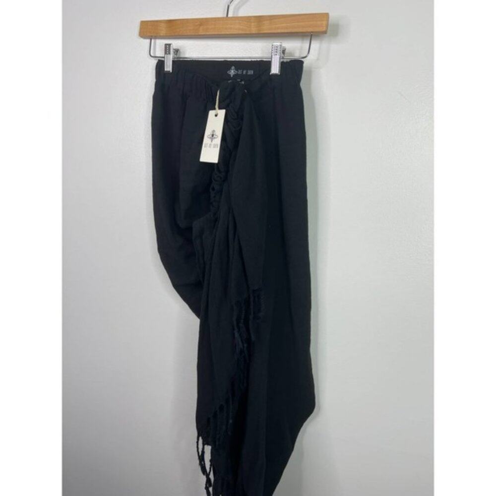 NWT Just Bee Queen Tulum Ruched Cotton Side Black Midi Zip Skirt Size: XS - Picture 3 of 8